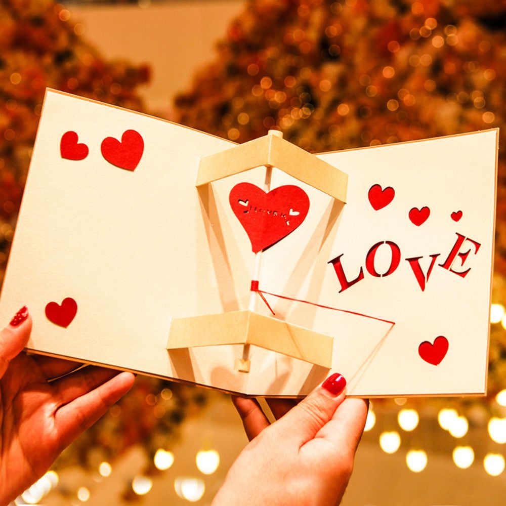3D Creative Valentine's Day Pop Up Card Rotatable Heart Pop Up Greeting Card - yournamenecklaceuk