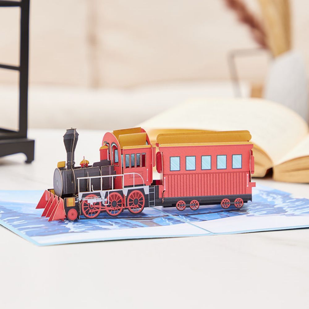 Steam Train 3D Pop Up Greeting Card - yournamenecklaceuk