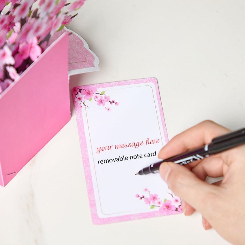 Cherry Blossom Flower Box 3D Pop Up Greeting Card - yournamenecklaceuk