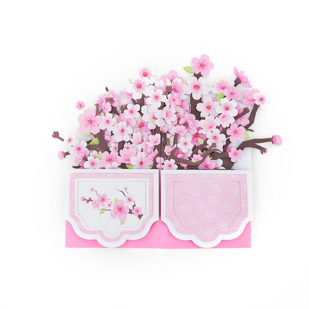 Cherry Blossom Flower Box 3D Pop Up Greeting Card - yournamenecklaceuk