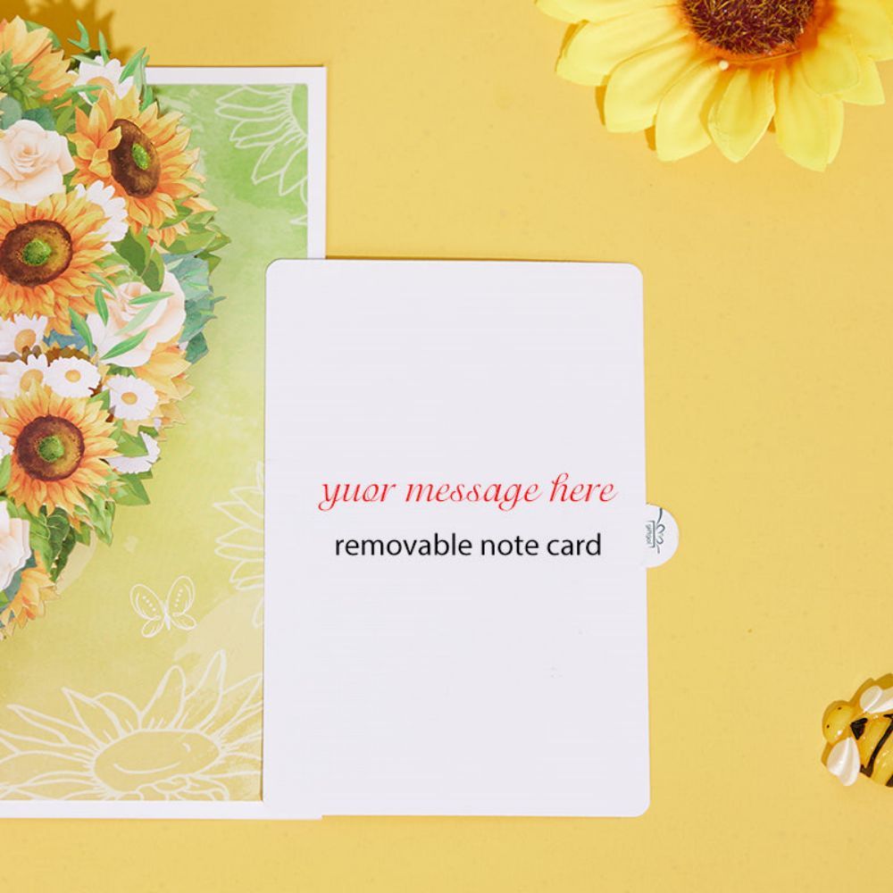 Sunflower Heart 3D Pop Up Greeting Card - yournamenecklaceuk