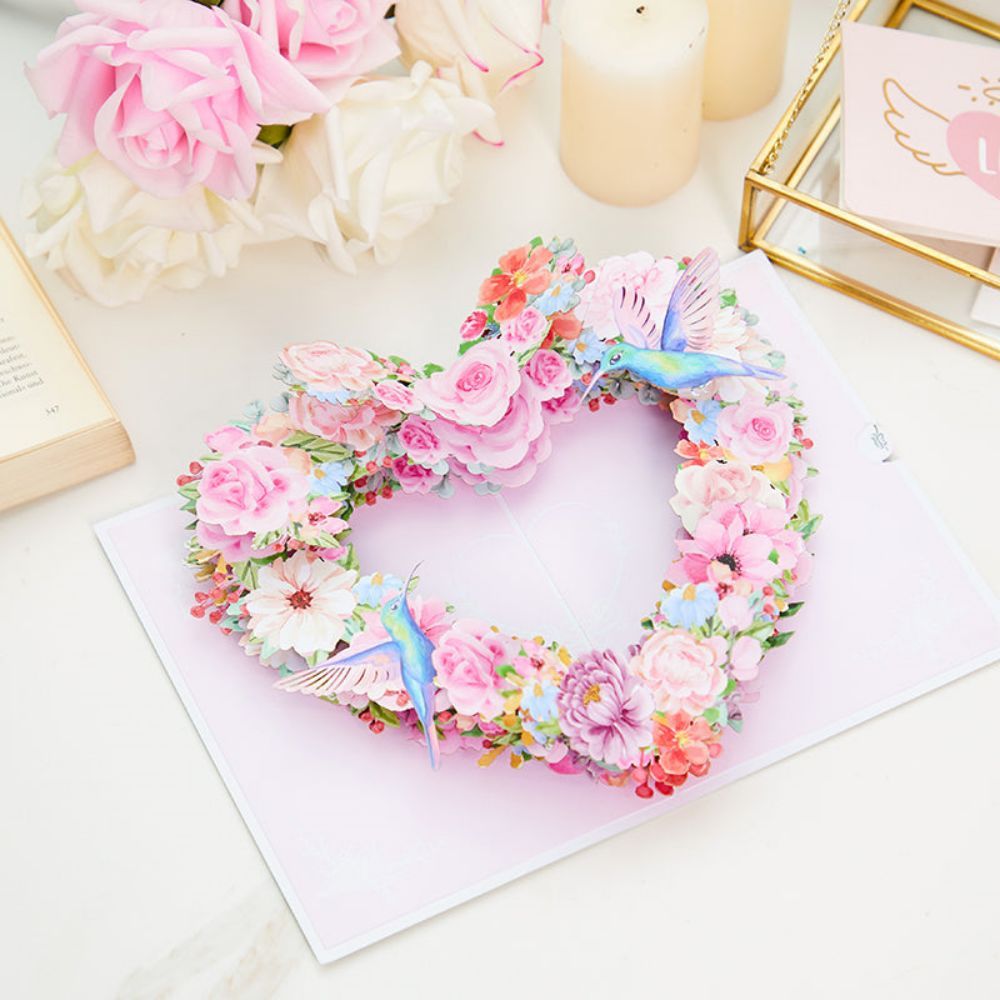 Hummingbird Heart 3D Pop Up Greeting Card - yournamenecklaceuk