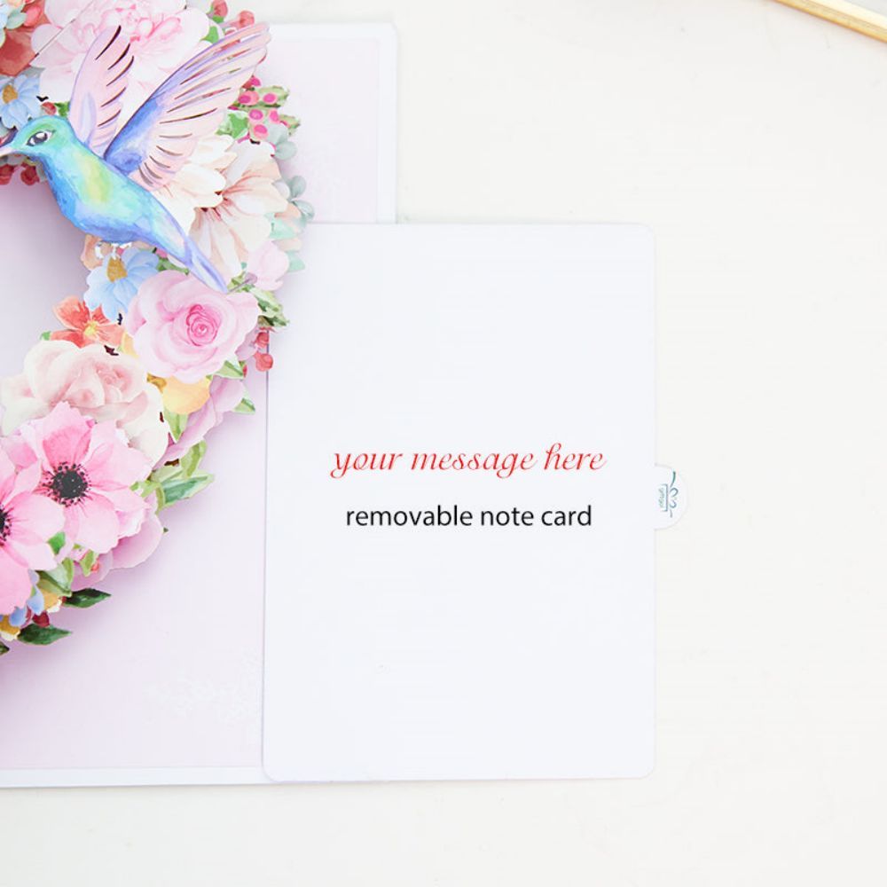 Hummingbird Heart 3D Pop Up Greeting Card - yournamenecklaceuk