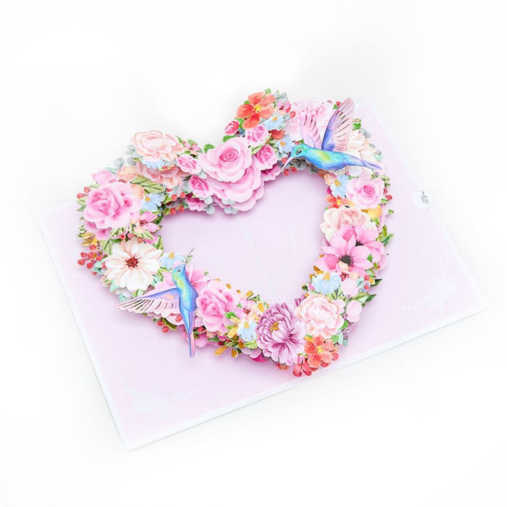 Hummingbird Heart 3D Pop Up Greeting Card - yournamenecklaceuk