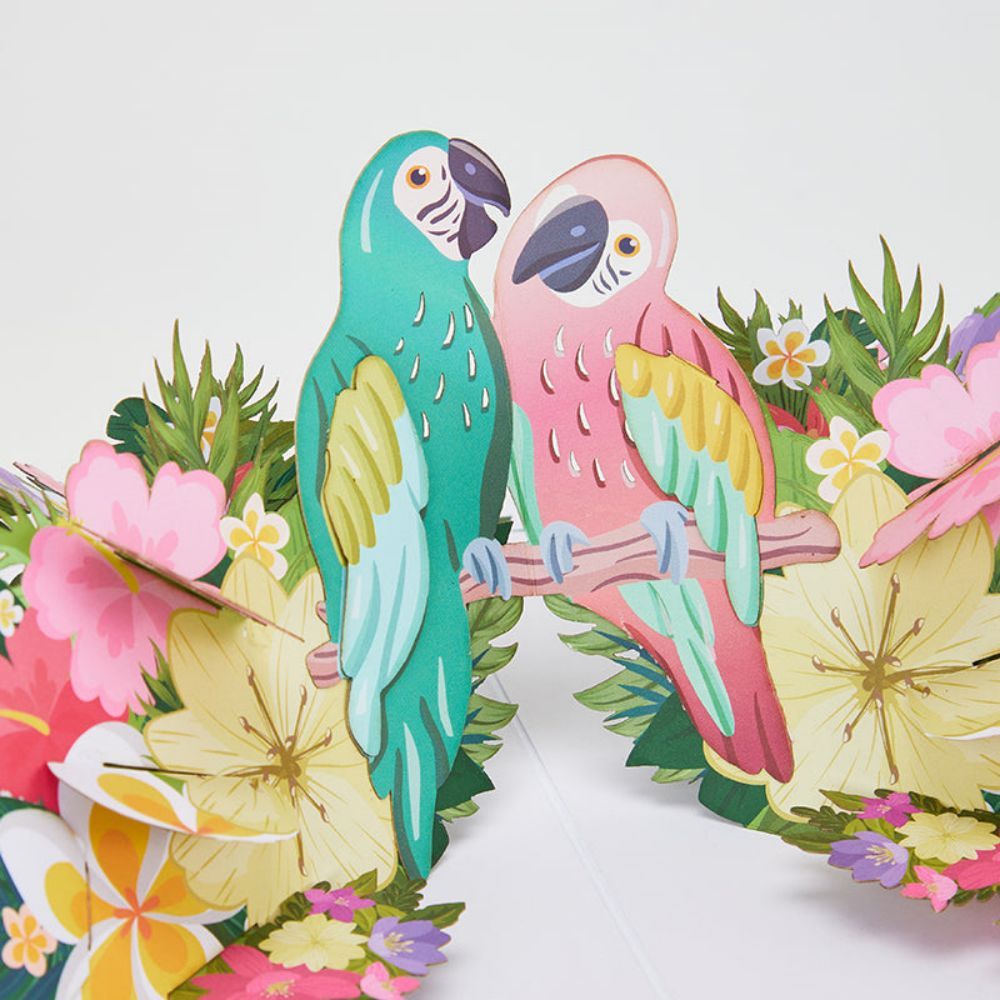Love Birds Flower 3D Pop Up Greeting Card - yournamenecklaceuk