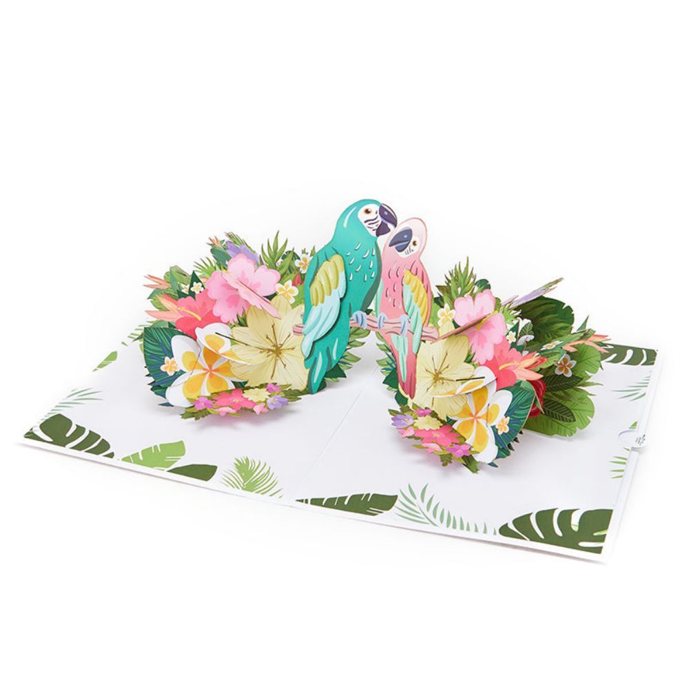 Love Birds Flower 3D Pop Up Greeting Card - yournamenecklaceuk