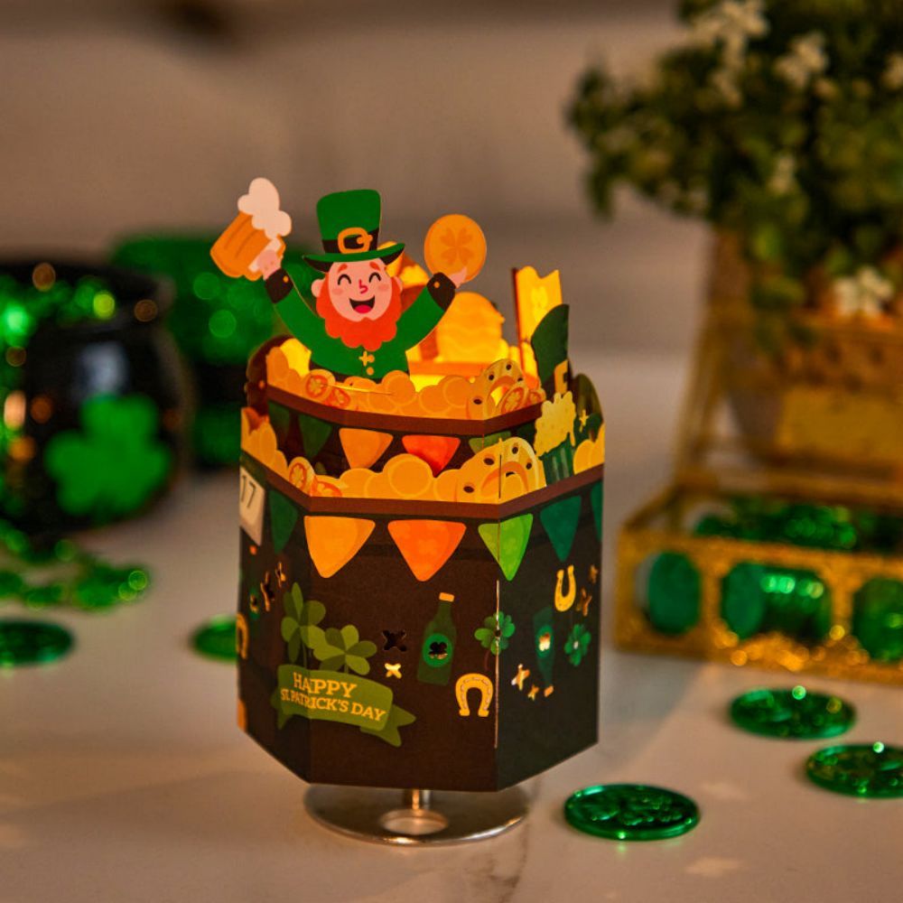 Happy St. Patrick's Day 3D Paper Music Box - yournamenecklaceuk