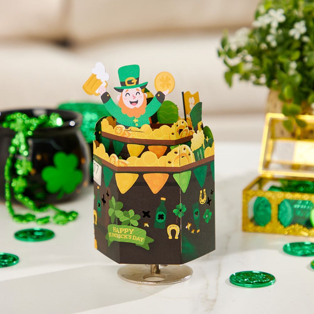 Happy St. Patrick's Day 3D Paper Music Box - yournamenecklaceuk
