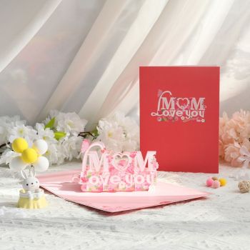 Love You Mom 3D Pop Up Greeting Card for Mother's Day - yournamenecklaceuk