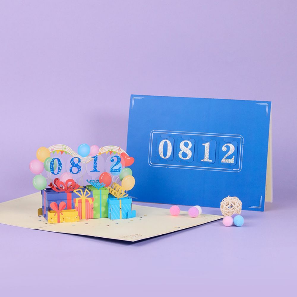 DIY Number Gift Box 3D Pop Up Greeting Card Birthday Gift Commemorative Gift - yournamenecklaceuk