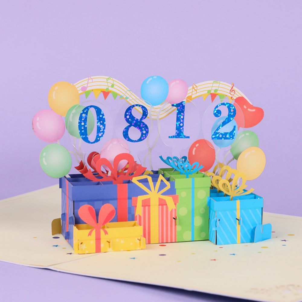 DIY Number Gift Box 3D Pop Up Greeting Card Birthday Gift Commemorative Gift - yournamenecklaceuk