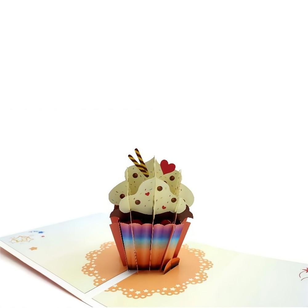 Happy Birthday Pop Up Card Cup Cake 3D Pop Up Greeting Card - yournamenecklaceuk