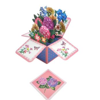 Hydrangea Pop Up Box Card Flower 3D Pop Up Greeting Card - yournamenecklaceuk