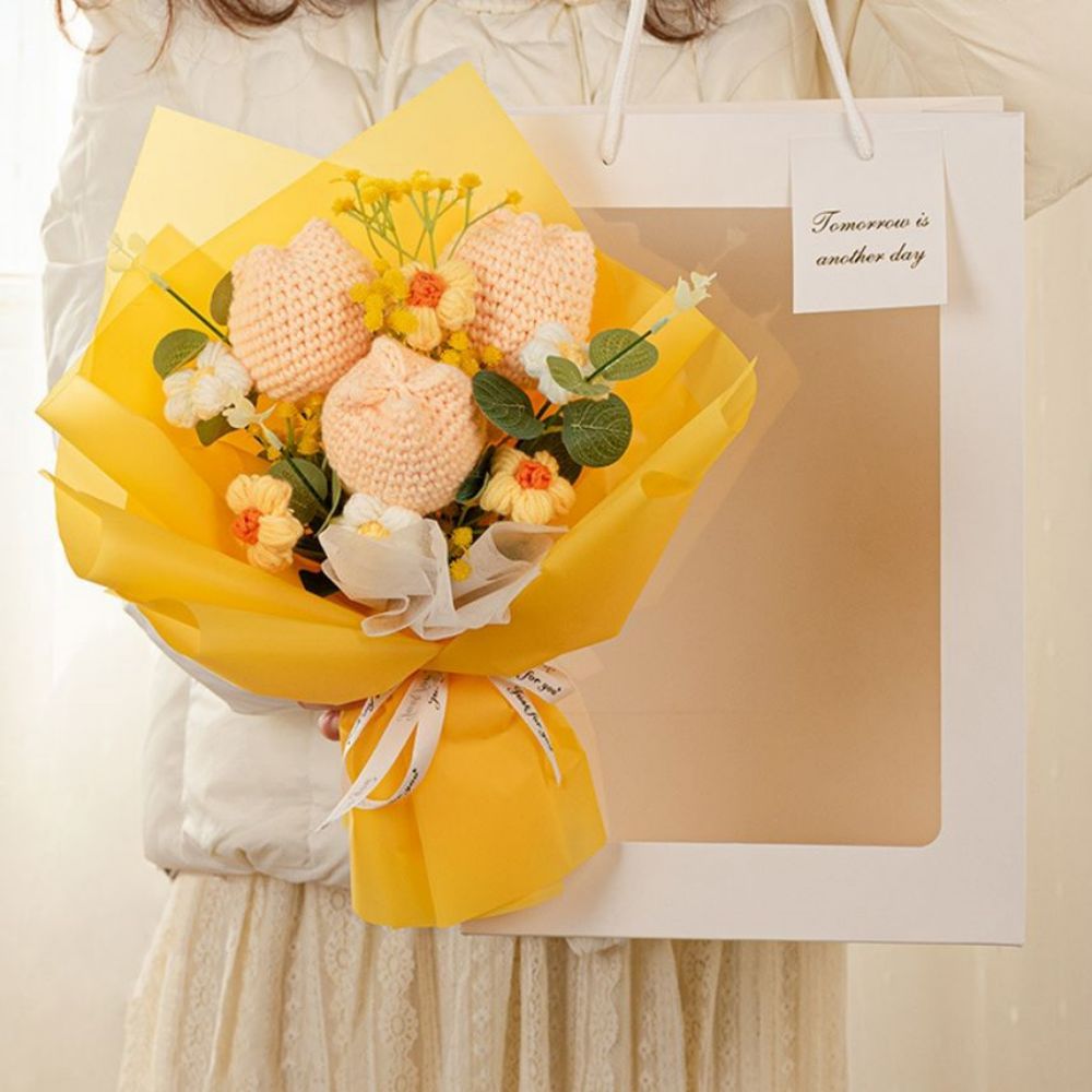 Crochet Flowers Bouquet Handmade Knitted Tulip Bouquet Gift for Her - yournamenecklaceuk