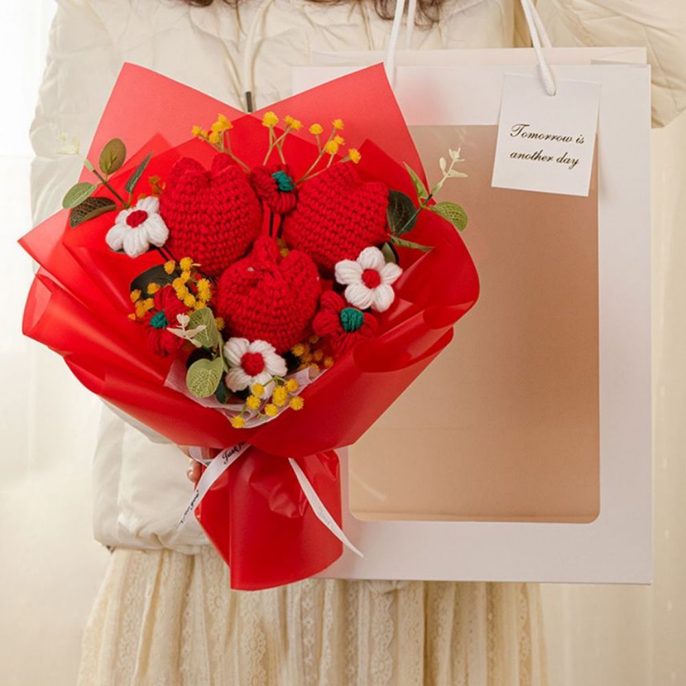 Crochet Flowers Bouquet Handmade Knitted Tulip Bouquet Gift for Her - yournamenecklaceuk
