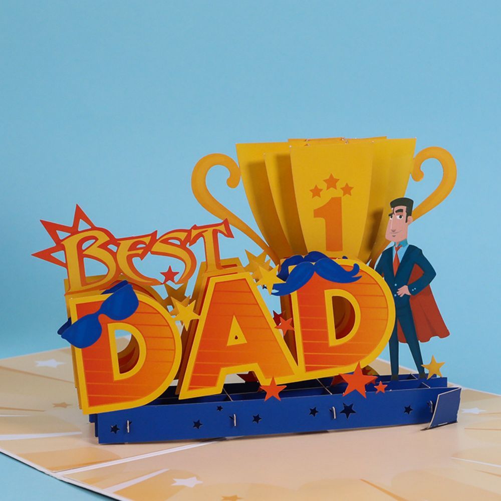 Father's Day 3D Pop Up Card Best Dad Greeting Card for Dad - yournamenecklaceuk