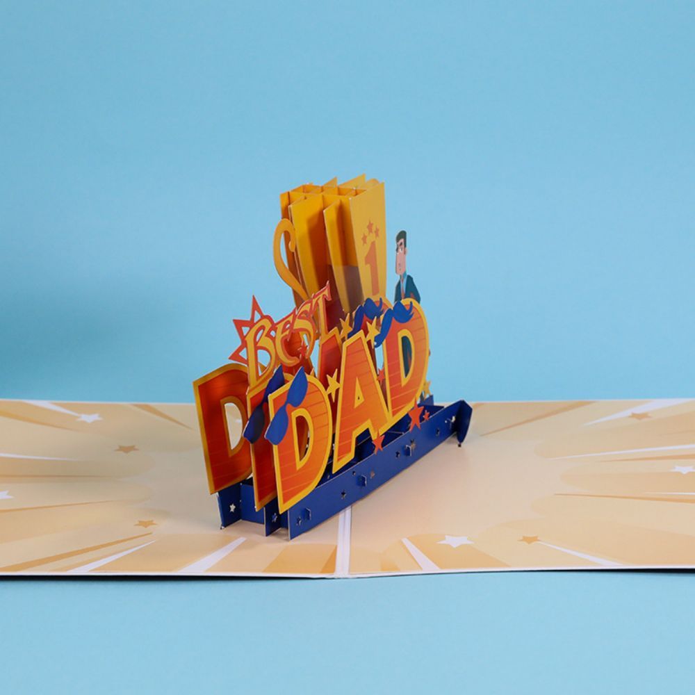 Father's Day 3D Pop Up Card Best Dad Greeting Card for Dad - yournamenecklaceuk