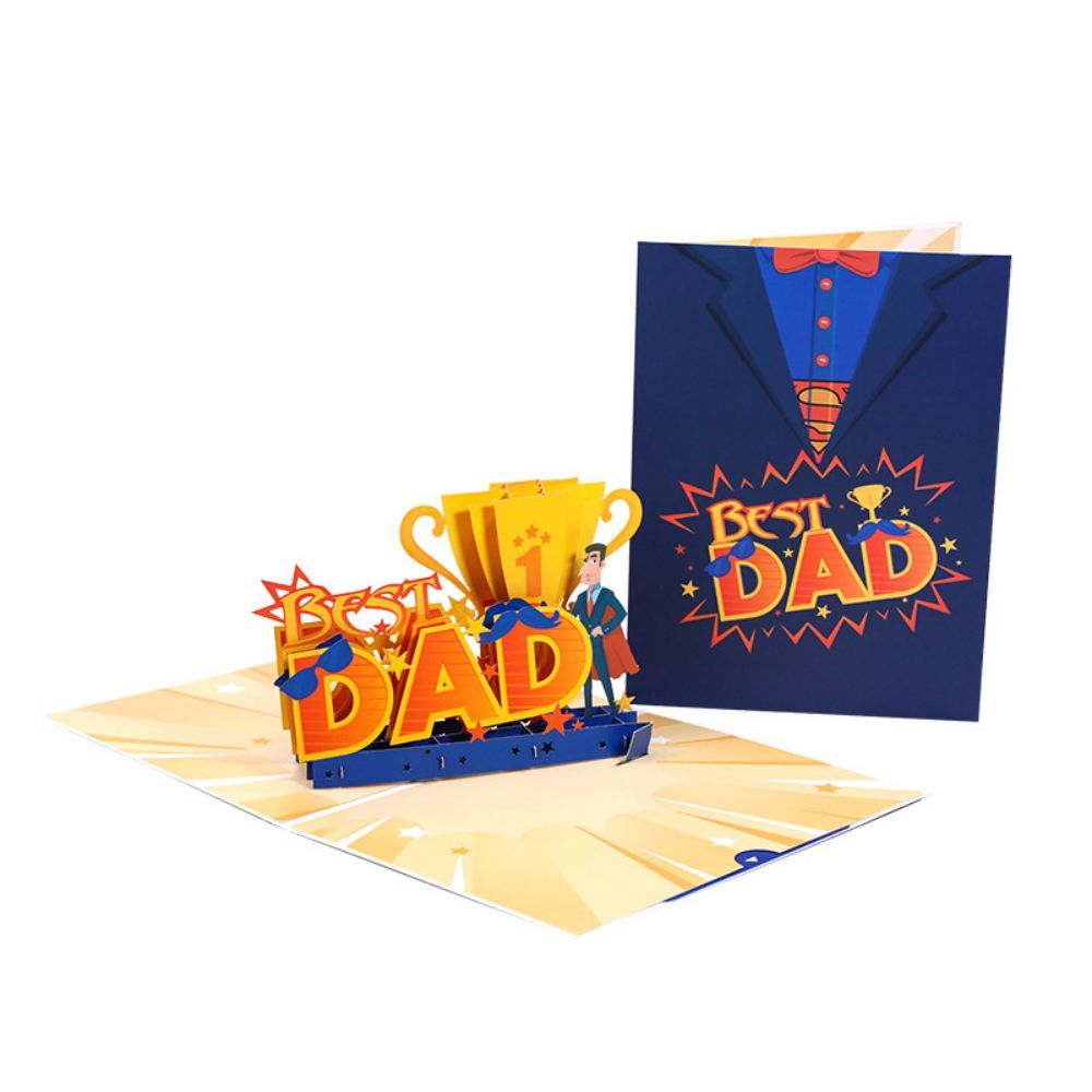Father's Day 3D Pop Up Card Best Dad Greeting Card for Dad - yournamenecklaceuk