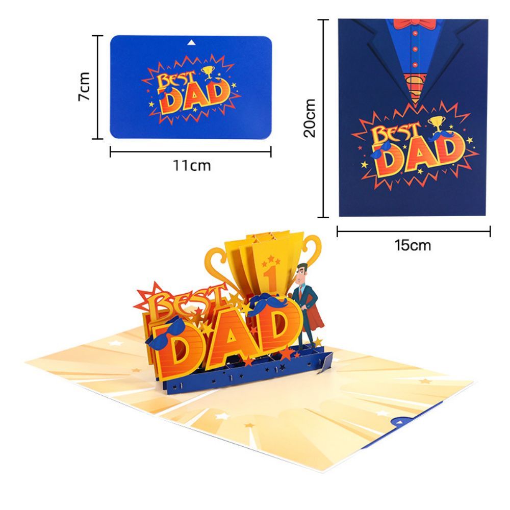 Father's Day 3D Pop Up Card Best Dad Greeting Card for Dad - yournamenecklaceuk