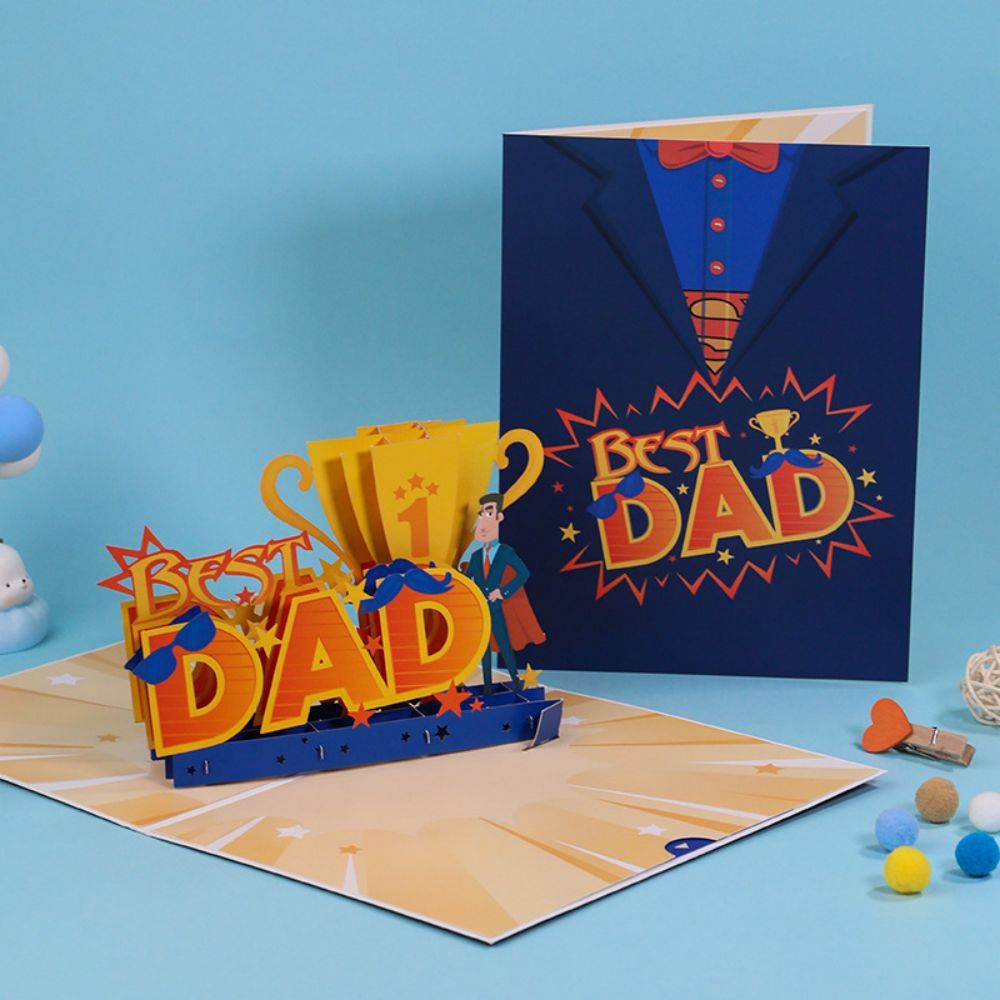 Father's Day 3D Pop Up Card Best Dad Greeting Card for Dad - yournamenecklaceuk