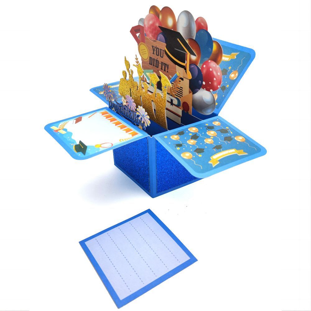Congratulations 3D Pop Up Box Card Graduate Greeting Card - yournamenecklaceuk