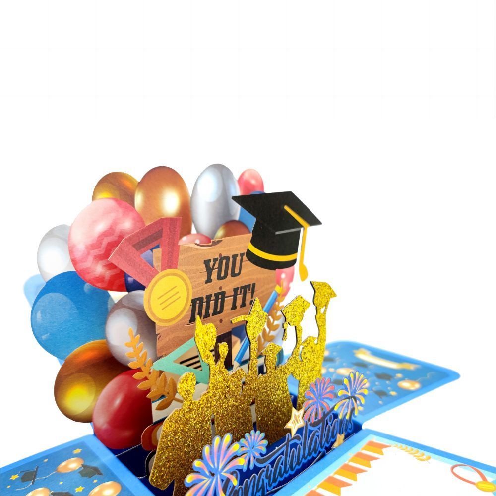 Congratulations 3D Pop Up Box Card Graduate Greeting Card - yournamenecklaceuk