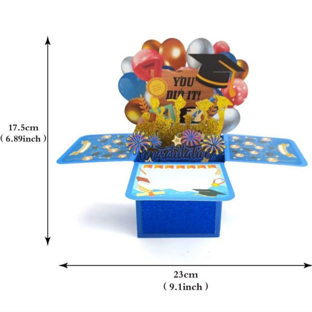 Congratulations 3D Pop Up Box Card Graduate Greeting Card - yournamenecklaceuk
