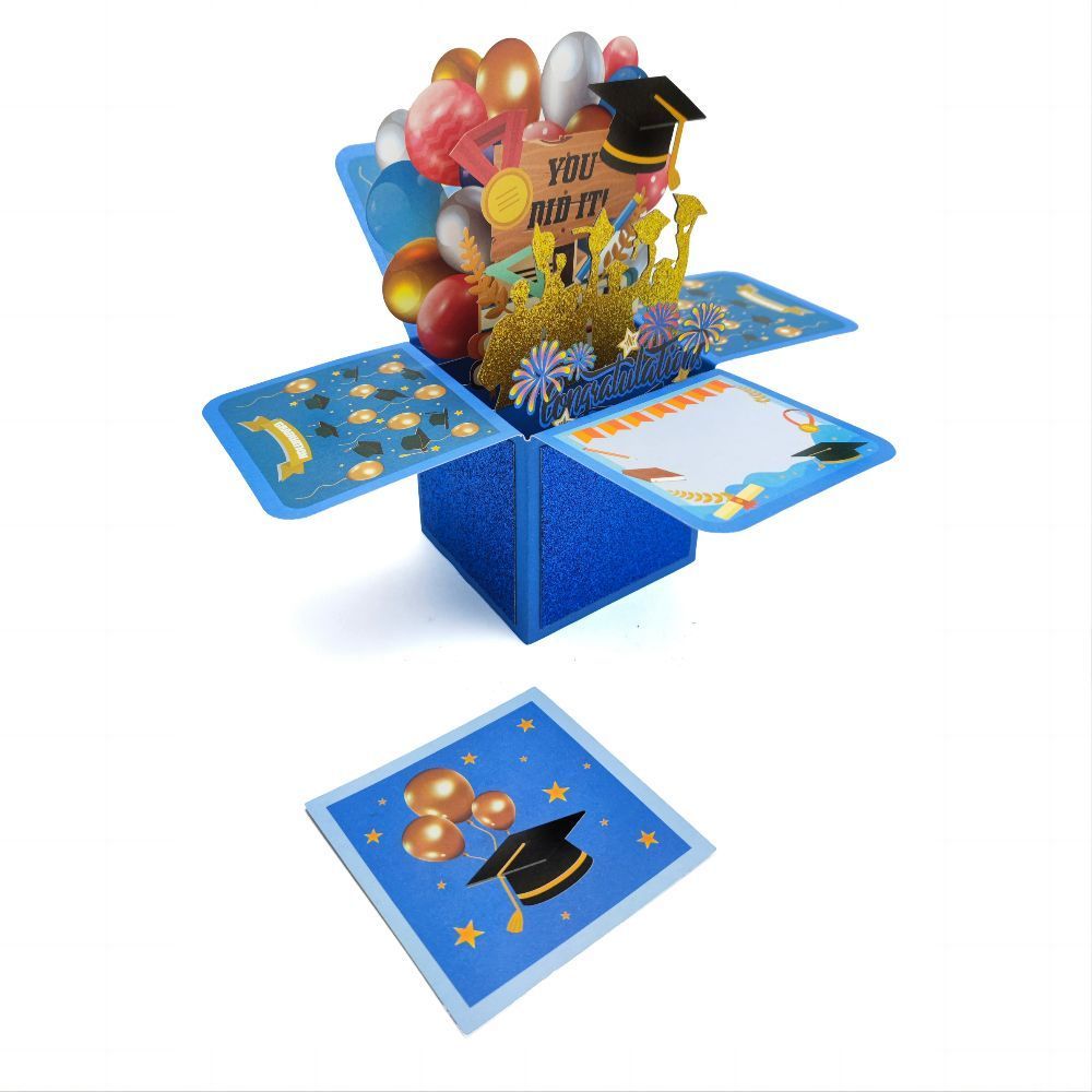 Congratulations 3D Pop Up Box Card Graduate Greeting Card - yournamenecklaceuk