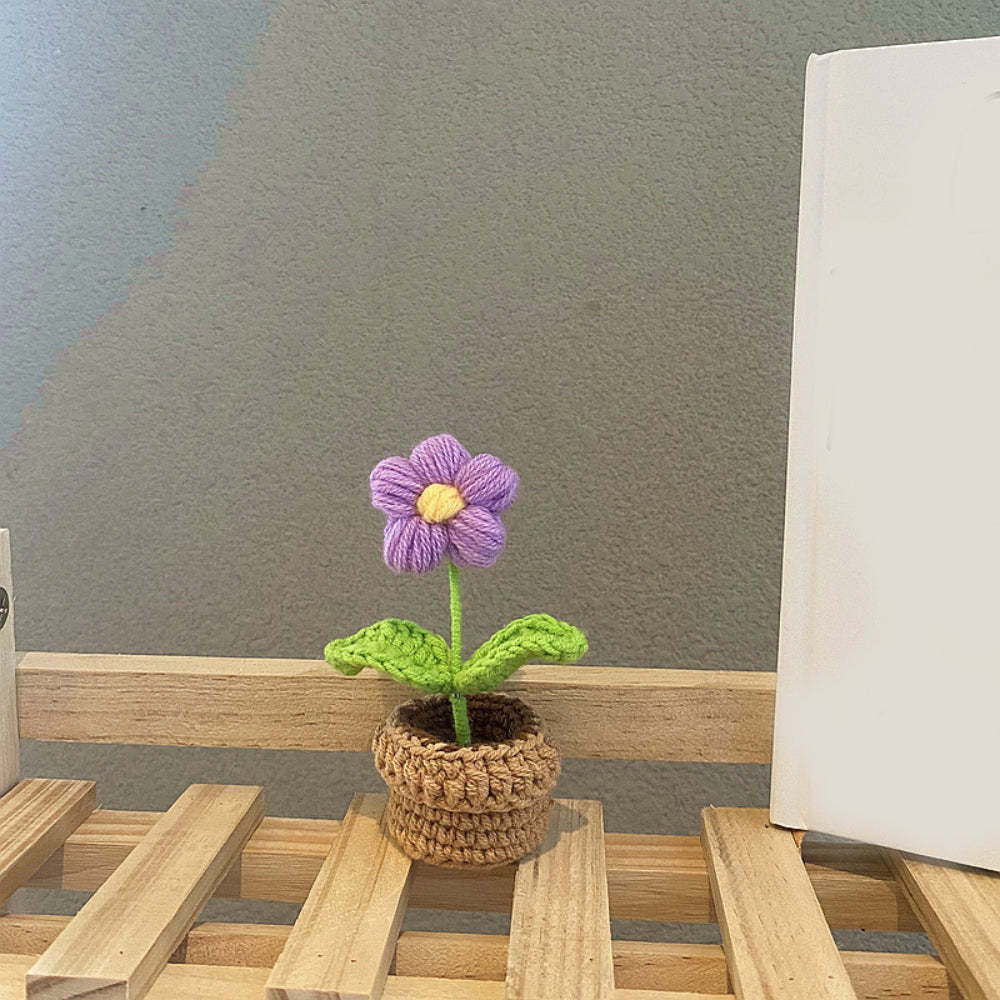 Handmade Crochet Flowers Completed Hand Woven Knitted Potted Plants Gift for Handicraft Lover - yournamenecklaceuk