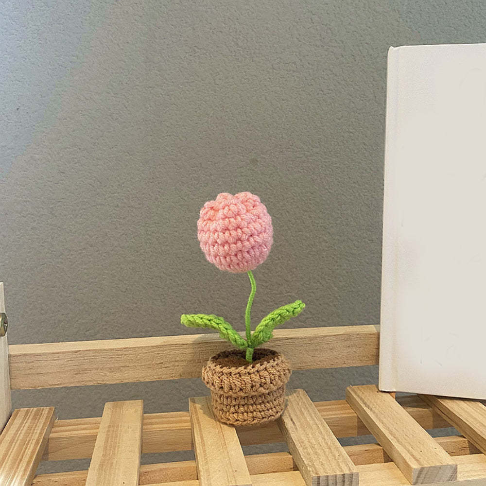 Handmade Crochet Flowers Completed Hand Woven Knitted Potted Plants Gift for Handicraft Lover - yournamenecklaceuk