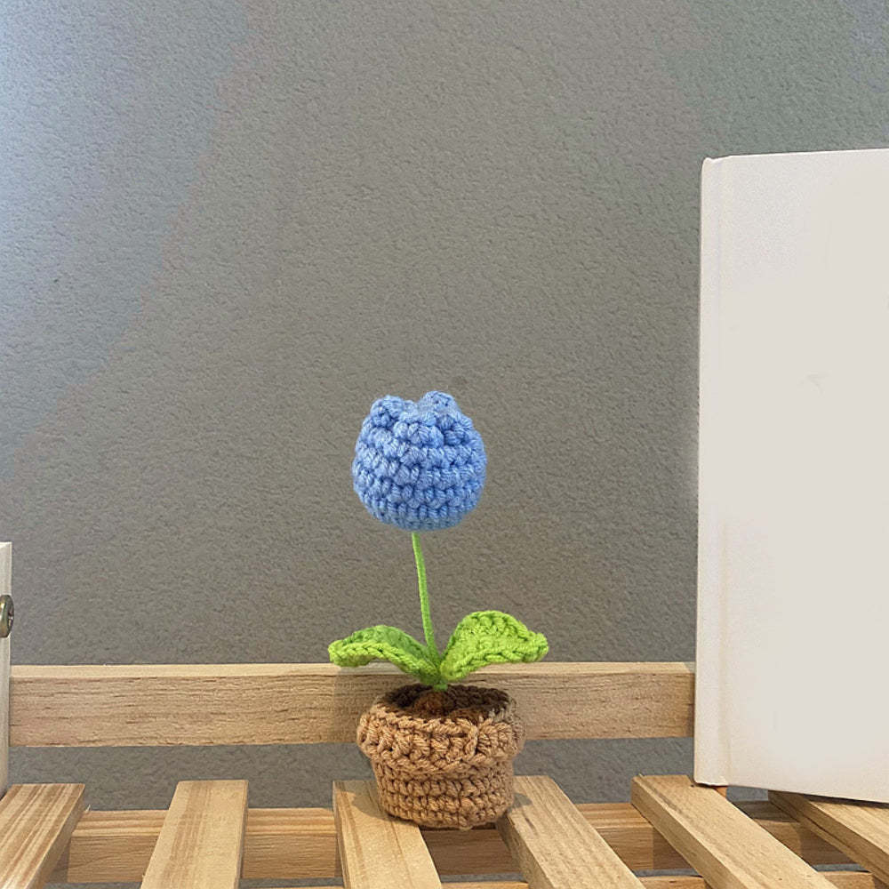 Handmade Crochet Flowers Completed Hand Woven Knitted Potted Plants Gift for Handicraft Lover - yournamenecklaceuk
