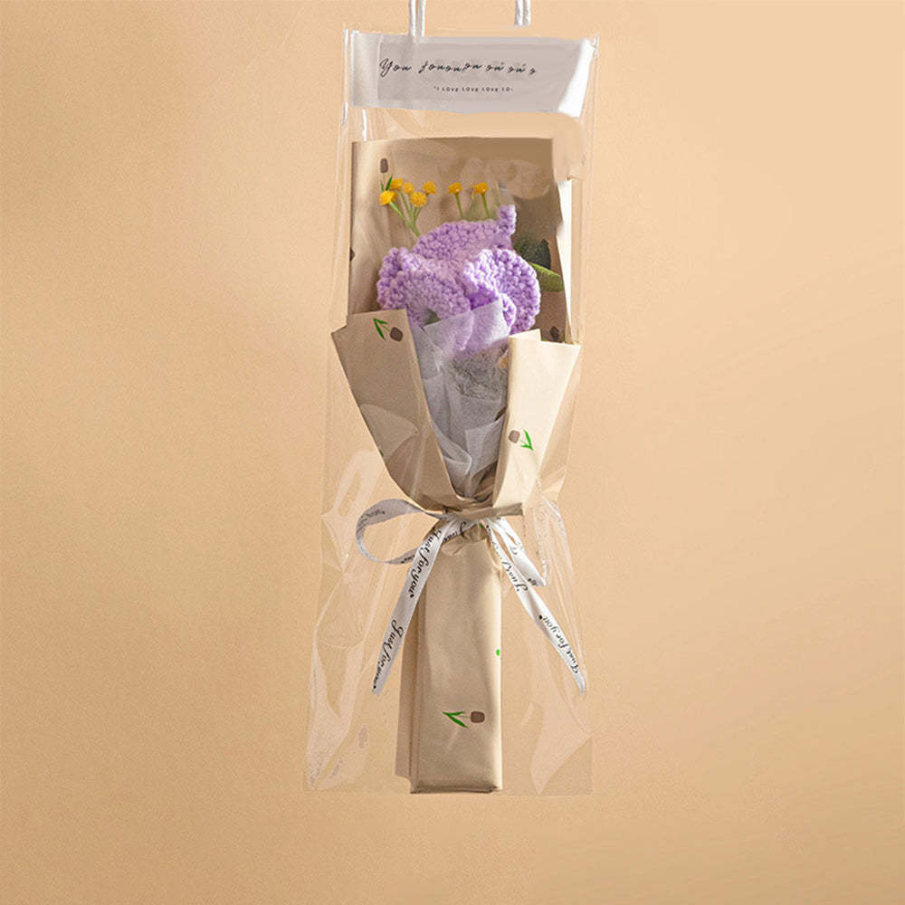Crochet Flowers Bouquet Handmade Knitted Tulip Carnation Bouquet with Light Strip Gift for Her - yournamenecklaceuk