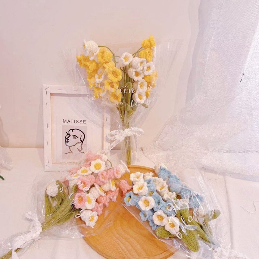 1pc Handmade Knitted Flower Bell Orchid Crochet Flower Gift for Her - yournamenecklaceuk
