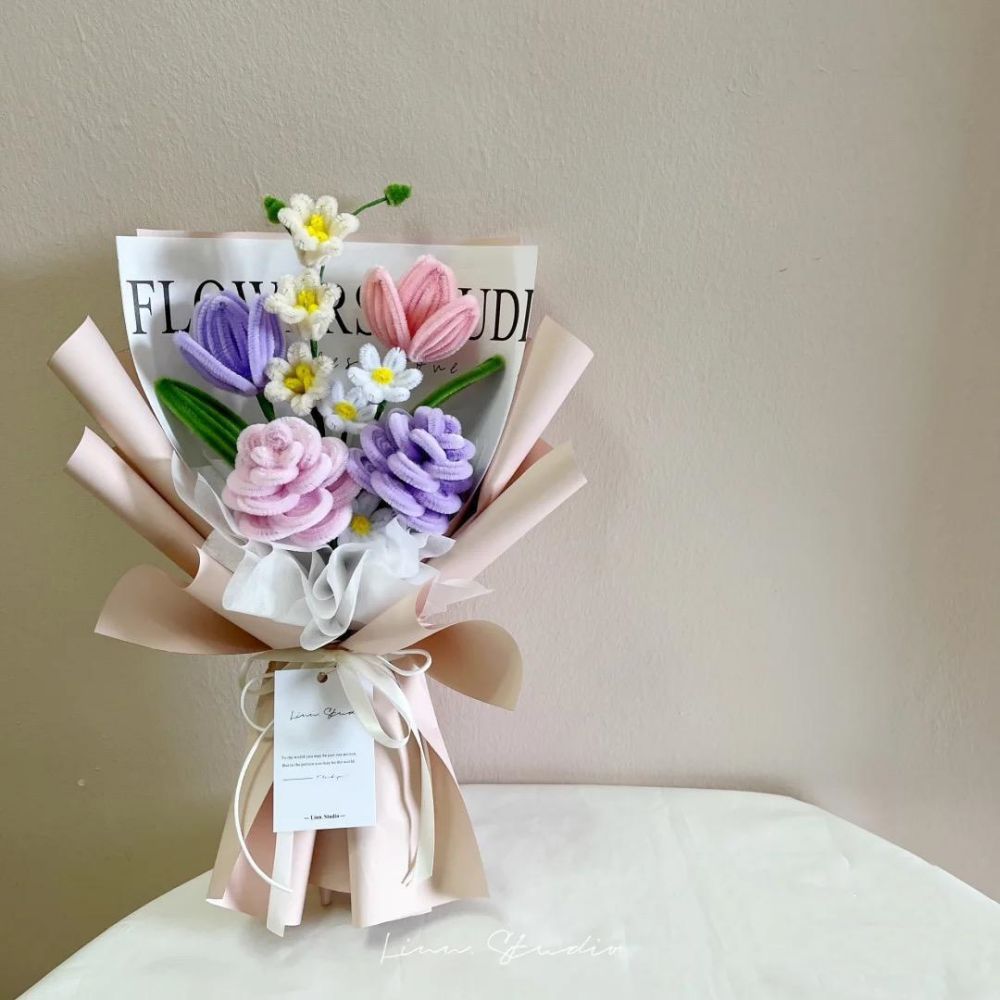 Pipe Cleaner Flowers Bouquet Handmade Twist Stick Bouquet Gift for Her - yournamenecklaceuk