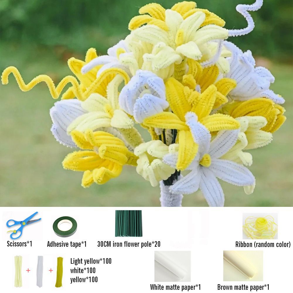 DIY Pipe Cleaner Macaron Color Bouquet Handmade Twist Stick Bouquet Gift - yournamenecklaceuk
