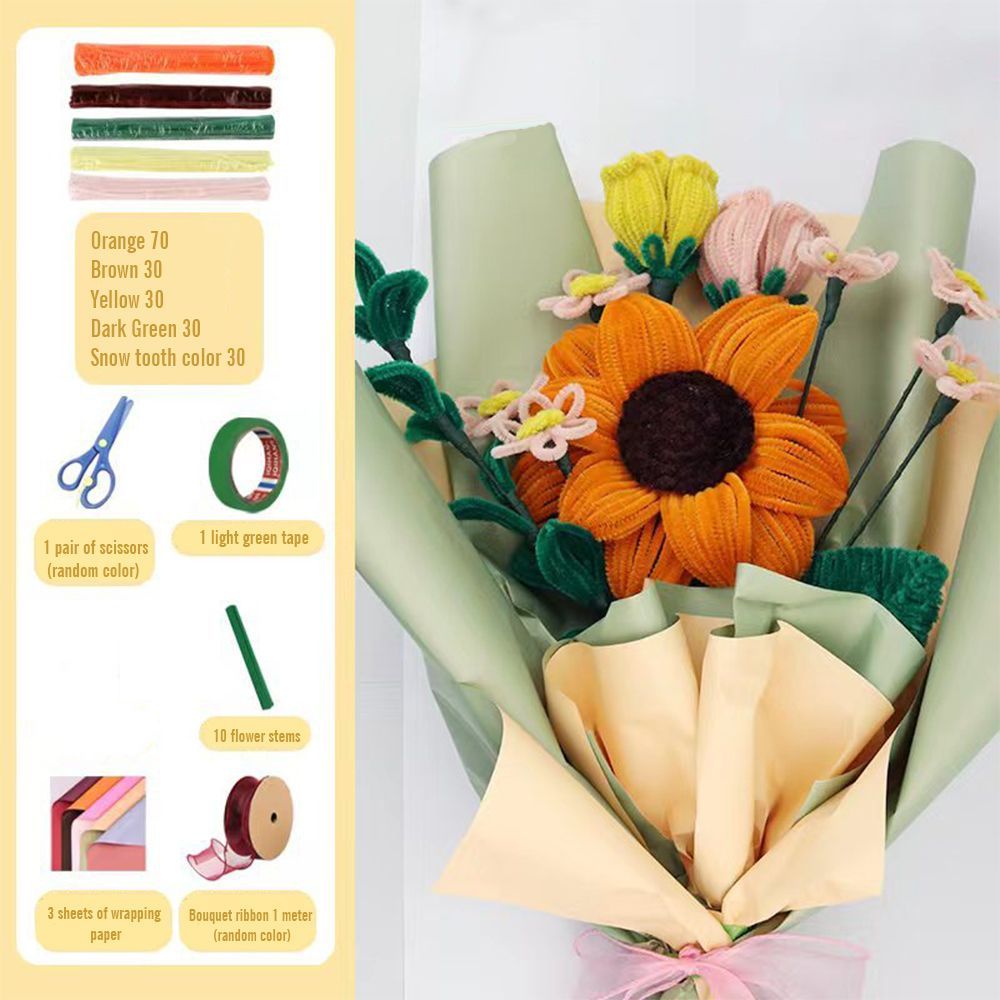 DIY Pipe Cleaner Flowers Bouquet Handmade Twist Stick Bouquet Gift for Lover - yournamenecklaceuk