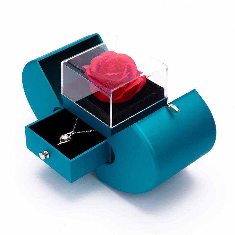 Eternity Flower Red Rose Apple Shape Gift Box Jewelry Organizer - yournamenecklaceuk