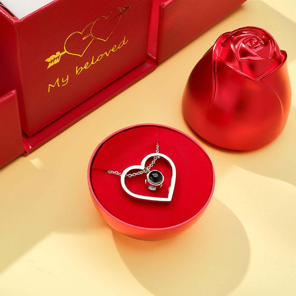 Liftable Rose Shaped Necklace Gift Box Jewelry Organizer - yournamenecklaceuk