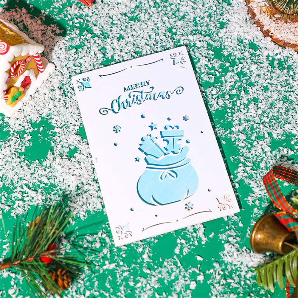 Christmas 3D Pop Up Card Hollow Christmas Greeting Card - yournamenecklaceuk