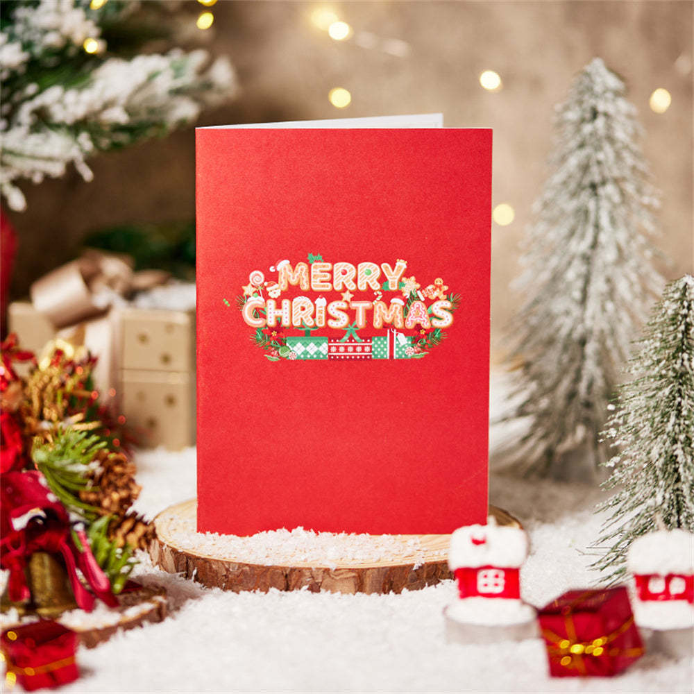 Christmas 3D Pop Up Card Merry Christmas Wreath Greeting Card - yournamenecklaceuk