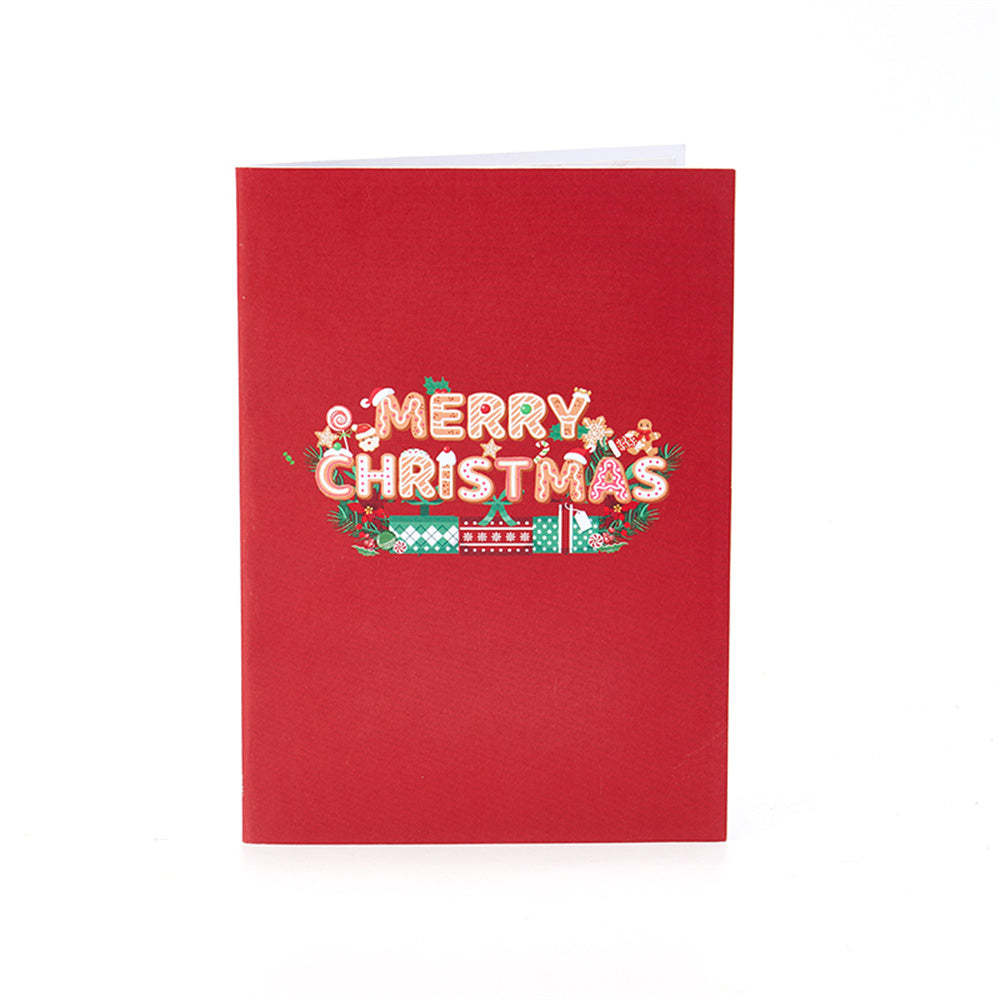 Christmas 3D Pop Up Card Merry Christmas Wreath Greeting Card - yournamenecklaceuk