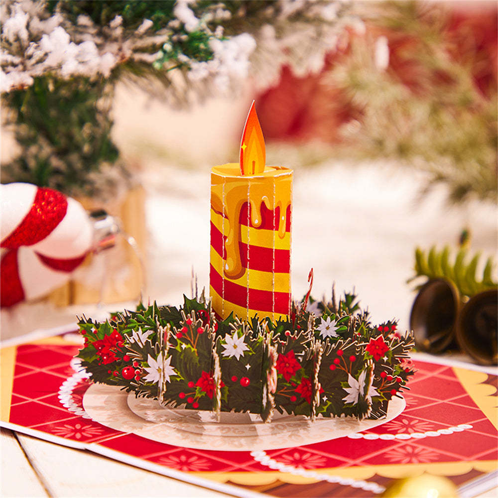 Christmas 3D Pop Up Card Christmas Candle Greeting Card - yournamenecklaceuk