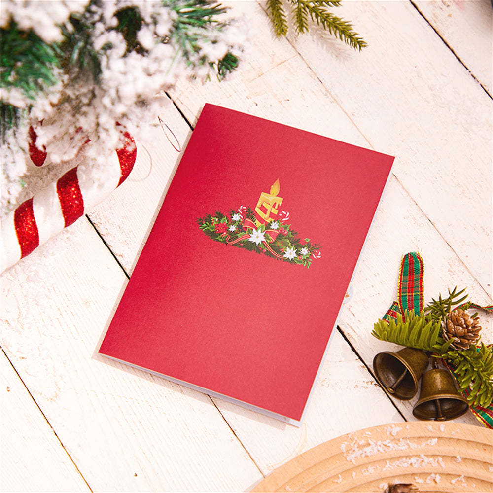 Christmas 3D Pop Up Card Christmas Candle Greeting Card - yournamenecklaceuk