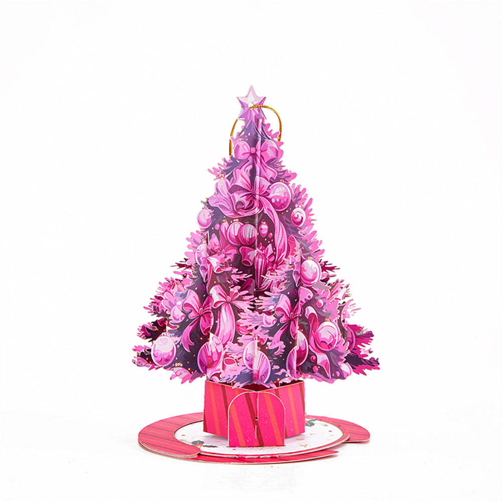 5 Pcs Christmas Tree Ornaments Christmas 3D Pop Up Greeting Card - yournamenecklaceuk