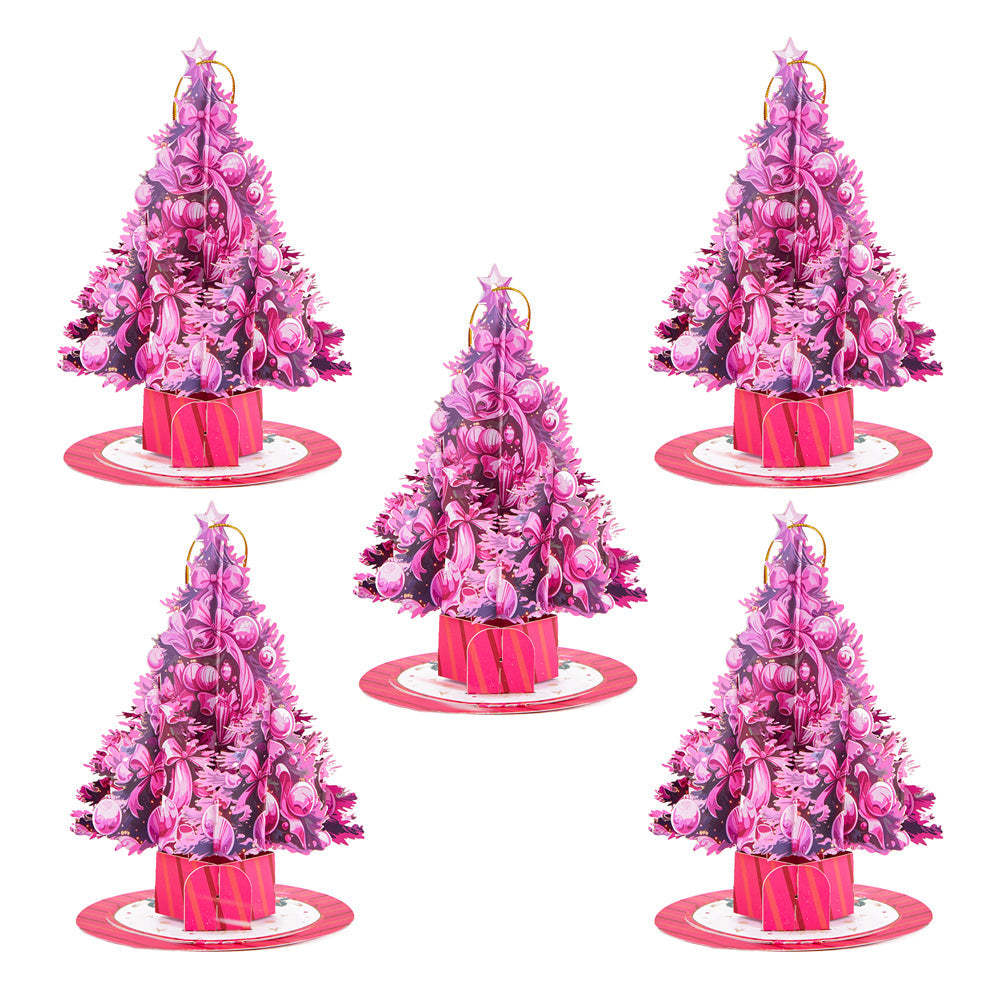 5 Pcs Christmas Tree Ornaments Christmas 3D Pop Up Greeting Card - yournamenecklaceuk