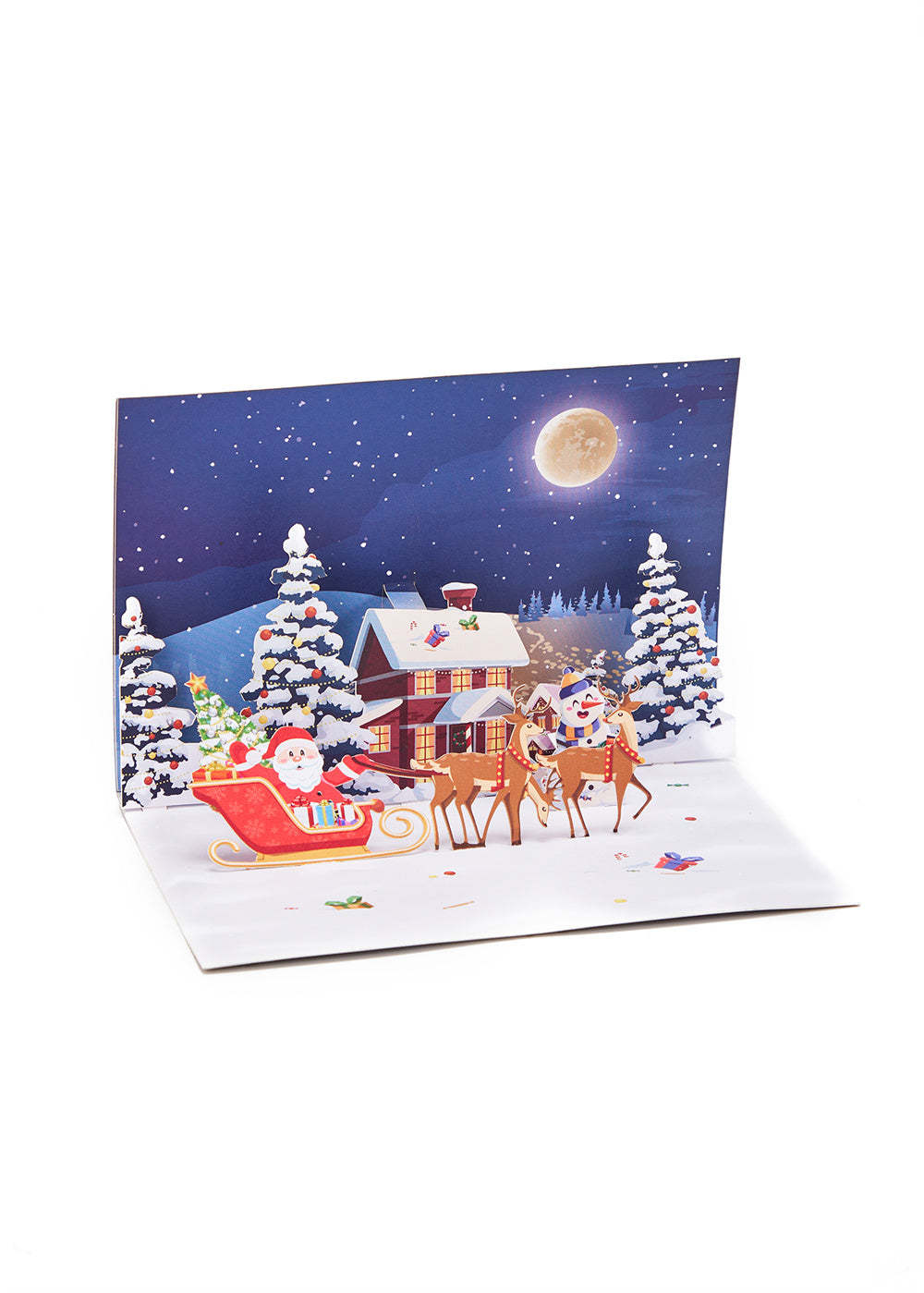 Christmas 3D Pop Up Card Christmas Elk Sleigh Greeting Card - yournamenecklaceuk