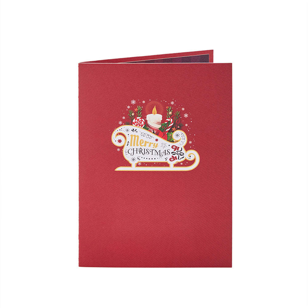 Christmas Sleigh Ornament Christmas 3D Pop Up Greeting Card - yournamenecklaceuk