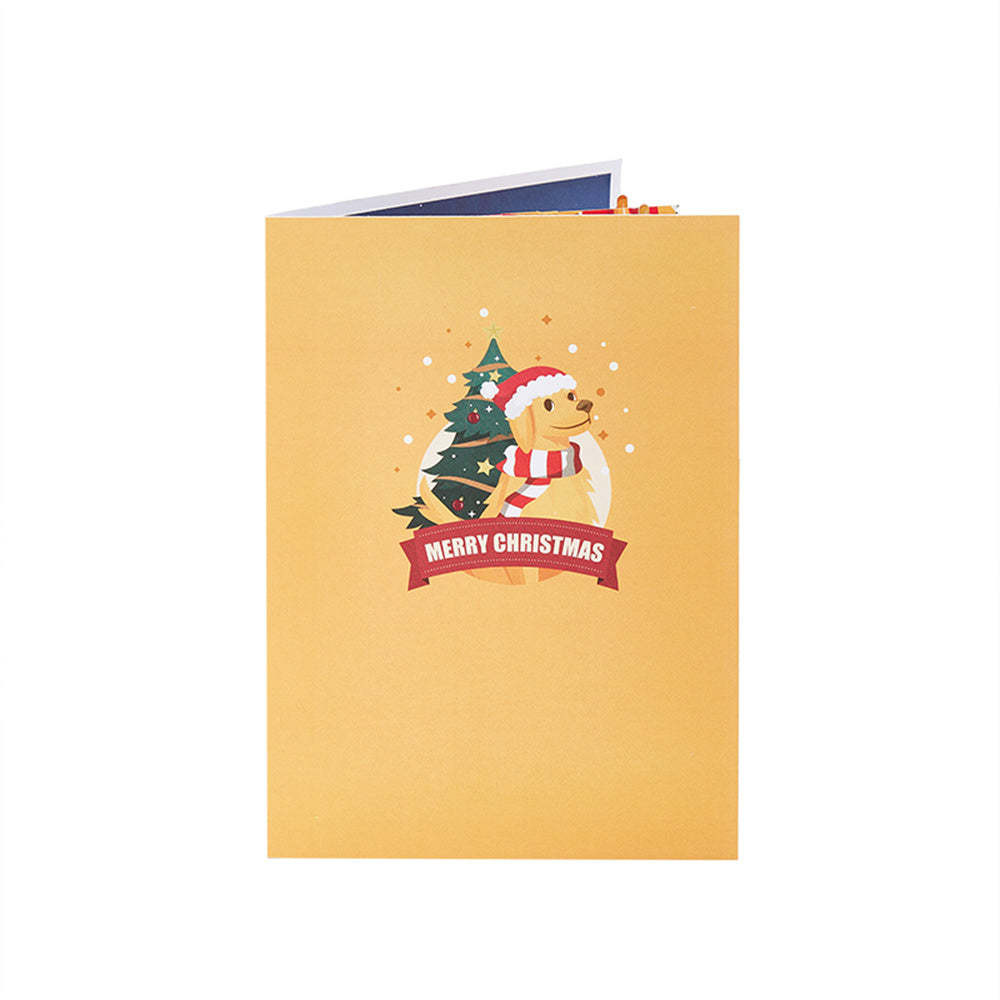 Christmas 3D Pop Up Card Christmas Dog Sledding Greeting Card - yournamenecklaceuk