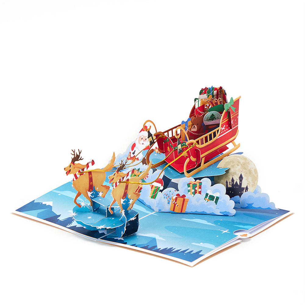 Christmas 3D Pop Up Card Christmas Dog Sledding Greeting Card - yournamenecklaceuk