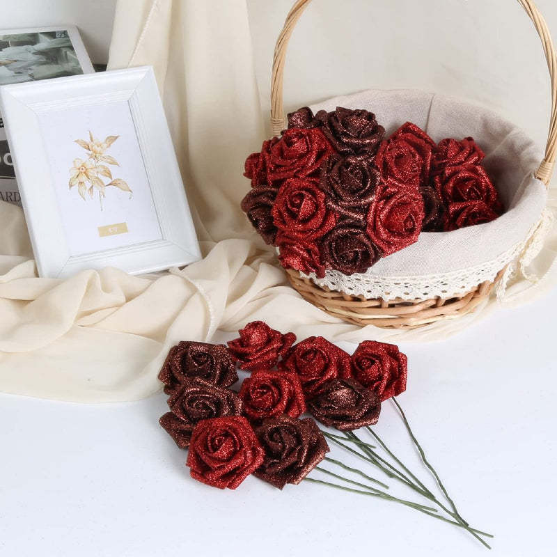 Glitter Rose Bouquet Best Anniversary Gift for Her - yournamenecklaceuk